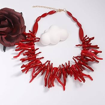 Amazon.com: SZYDD Red Coral Irregular Necklace Fashion